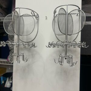 2 Silver Wall-Mounted necklace and earring racks
